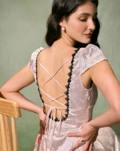 The White Jacquard Lace Satin Maxi Dress 9 The White Jacquard Lace Satin Maxi Dress -CINN Clothing Shop 0327RIHOAS 1254