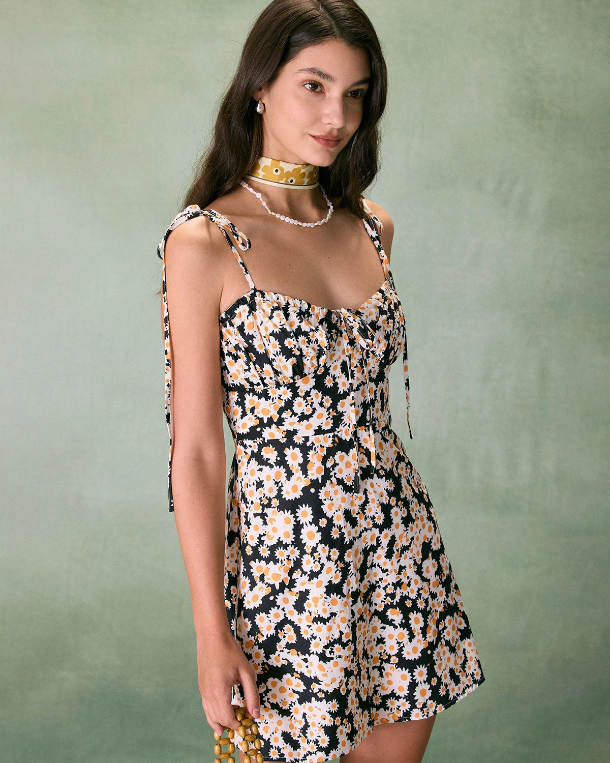 The Black Ruched Daisy Slip Mini Dress 4 The Black Ruched Daisy Slip Mini Dress - Image 4