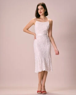 The White Floral Lace Mermaid Midi Dress 13 The White Floral Lace Mermaid Midi Dress -CINN Clothing Shop 0327RIHOAS 2141