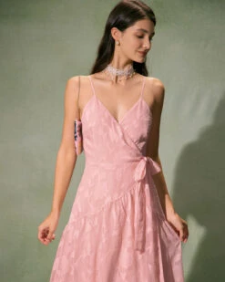 The Pink Jacquard Wrap Maxi Dress -CINN Clothing Shop 0327RIHOAS 863