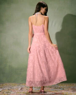 The Pink Jacquard Wrap Maxi Dress -CINN Clothing Shop 0327RIHOAS 908