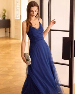 The Navy V Neck Mesh Wrap Maxi Dress 9 The Navy V Neck Mesh Wrap Maxi Dress -CINN Clothing Shop 0421RIHOAS 1139