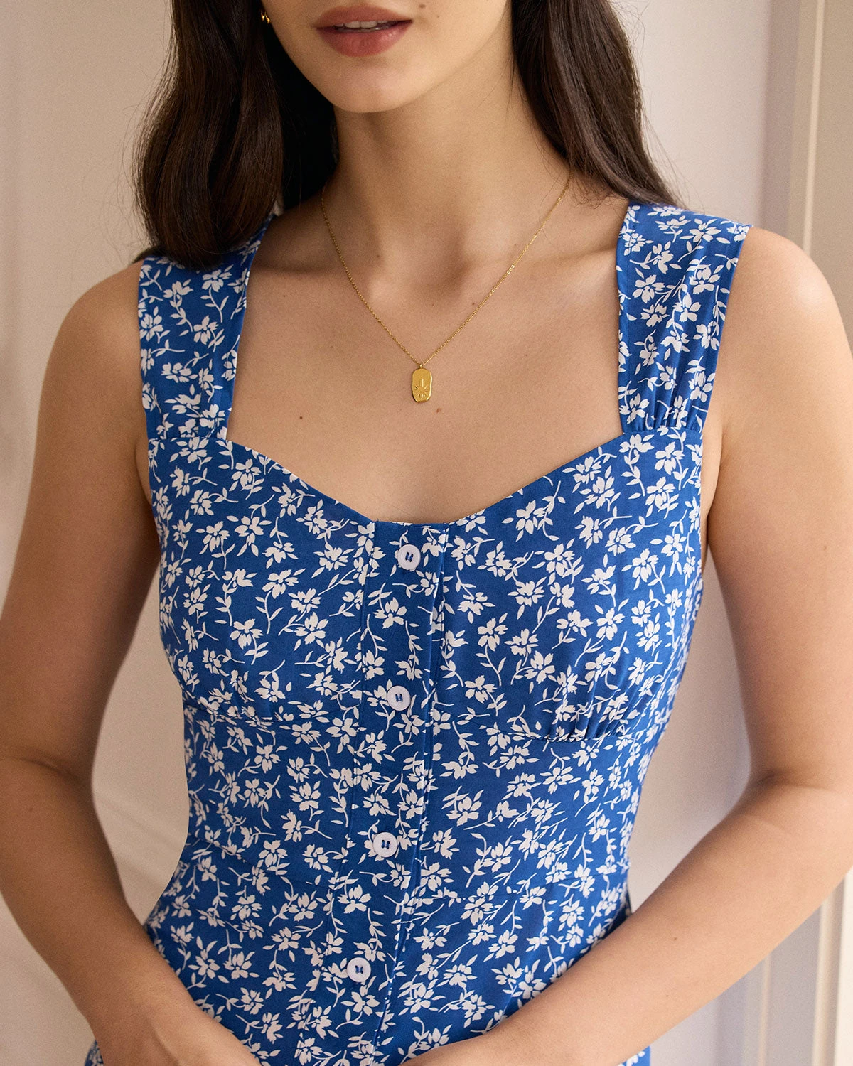 The Single-breasted Floral Midi Dress 2 The Single-breasted Floral Midi Dress - Image 2