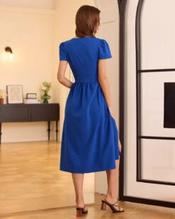 The Navy V Neck Wrap Midi Dress 14 The Navy V Neck Wrap Midi Dress -CINN Clothing Shop 0421RIHOAS 920