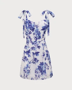 The Blue Floral Tie Strap Mini Dress -CINN Clothing Shop 0 014159d4 688e 4a98 a41c 6403b2cee8c0