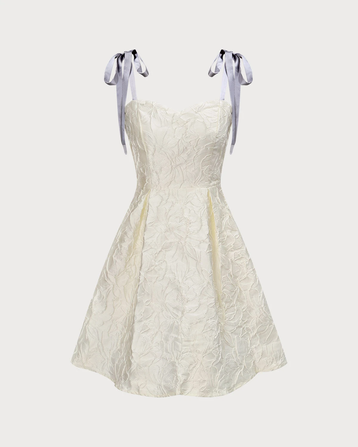The Off White Jacquard Tie Strap Mini Dress 7 The Off White Jacquard Tie Strap Mini Dress - Image 7