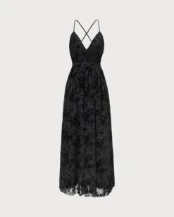 The Black Floral Flocked Mesh Slit Maxi Dress 14 The Black Floral Flocked Mesh Slit Maxi Dress -CINN Clothing Shop 0 05eac17e 96f0 4e4d b5bc 9d7c7af61fe1