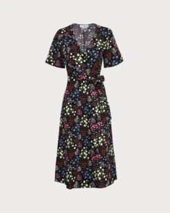 The Black V Neck Floral Tie Back Midi Dress 13 The Black V Neck Floral Tie Back Midi Dress -CINN Clothing Shop 0 05f48cb1 198a 40ff 8a3d 6f39b90d3270 762130
