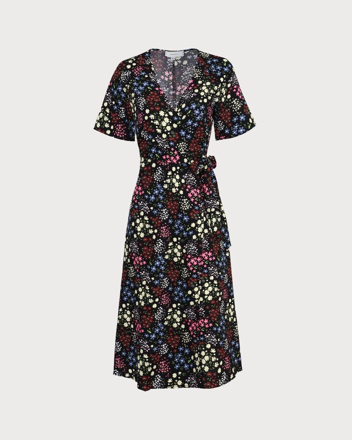 The Black V Neck Floral Tie Back Midi Dress 7 The Black V Neck Floral Tie Back Midi Dress - Image 7
