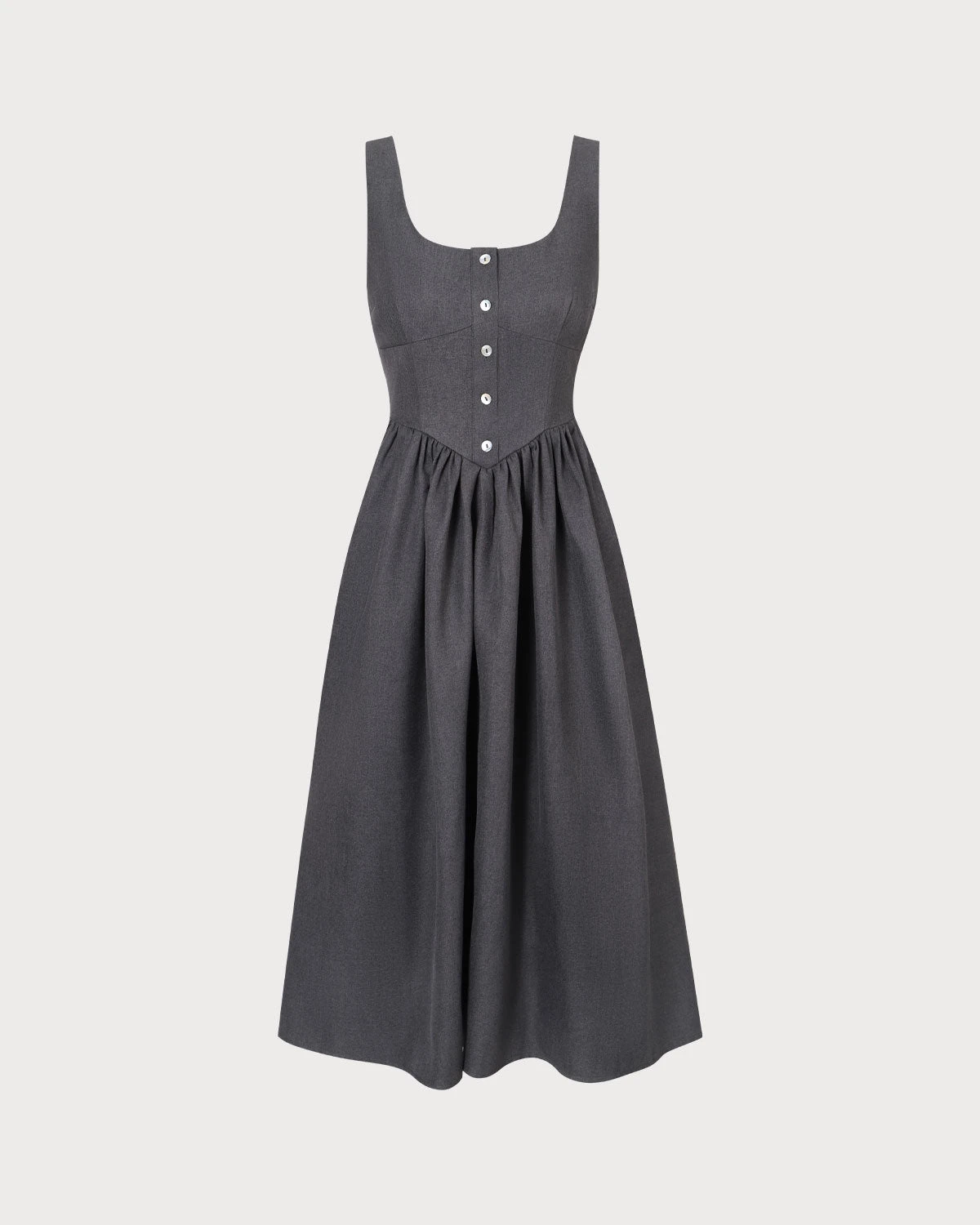 The Grey Square Neck Ruched Midi Dress 6 The Grey Square Neck Ruched Midi Dress - Image 6
