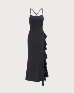 The Black Ruffle Cross Back Strap Maxi Dress 14 The Black Ruffle Cross Back Strap Maxi Dress -CINN Clothing Shop 0 329ec8fe 33ed 45fb ab14 240425aac253