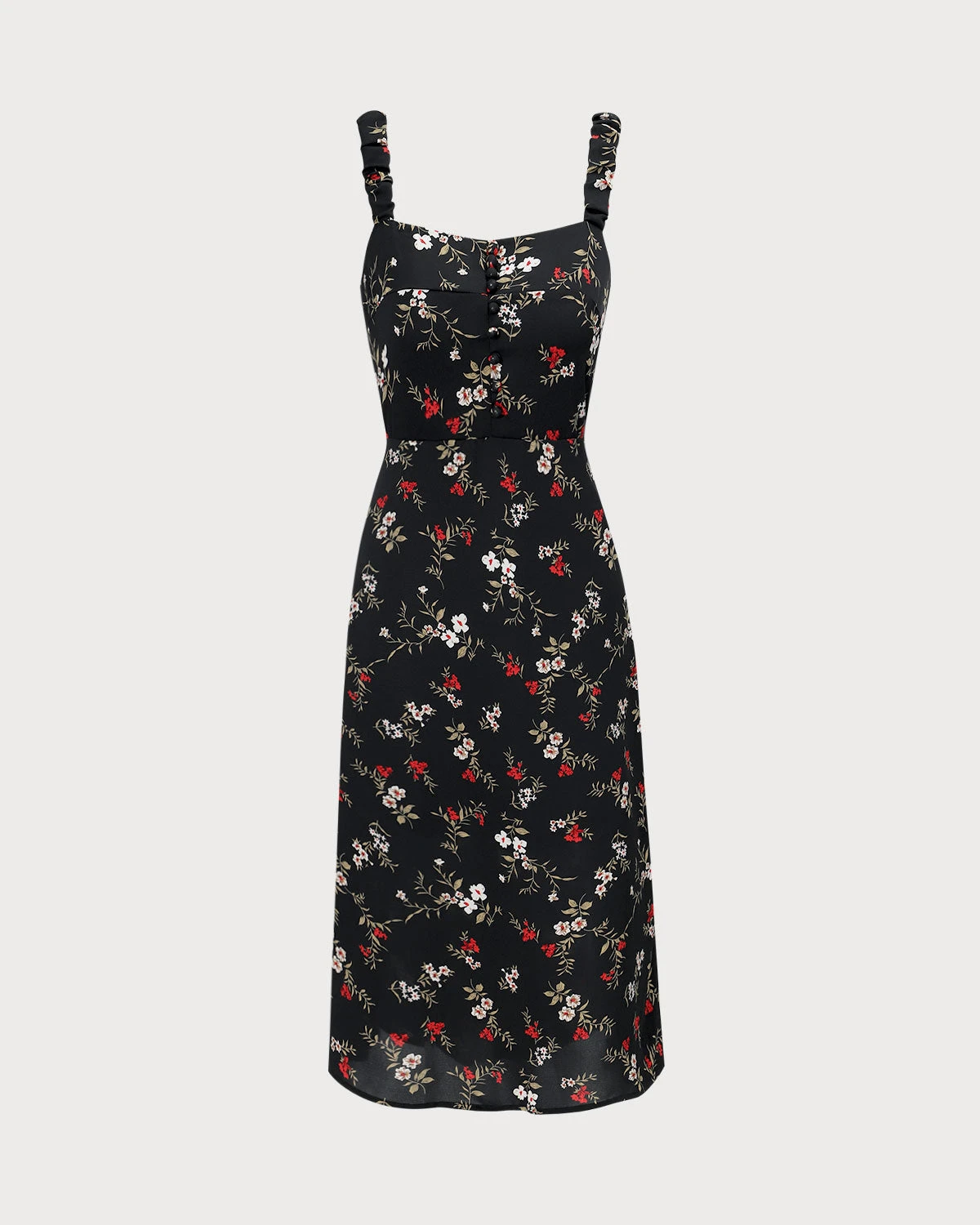 The Black Elasticized Straps Floral Midi Dress 7 The Black Elasticized Straps Floral Midi Dress - Image 7