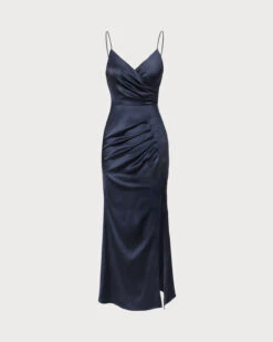 The Navy V-Neck Ruched Satin Sling Maxi Dress 14 The Navy V-Neck Ruched Satin Sling Maxi Dress -CINN Clothing Shop 0 3e901222 5e14 4621 aa30 d4f3e514e0eb