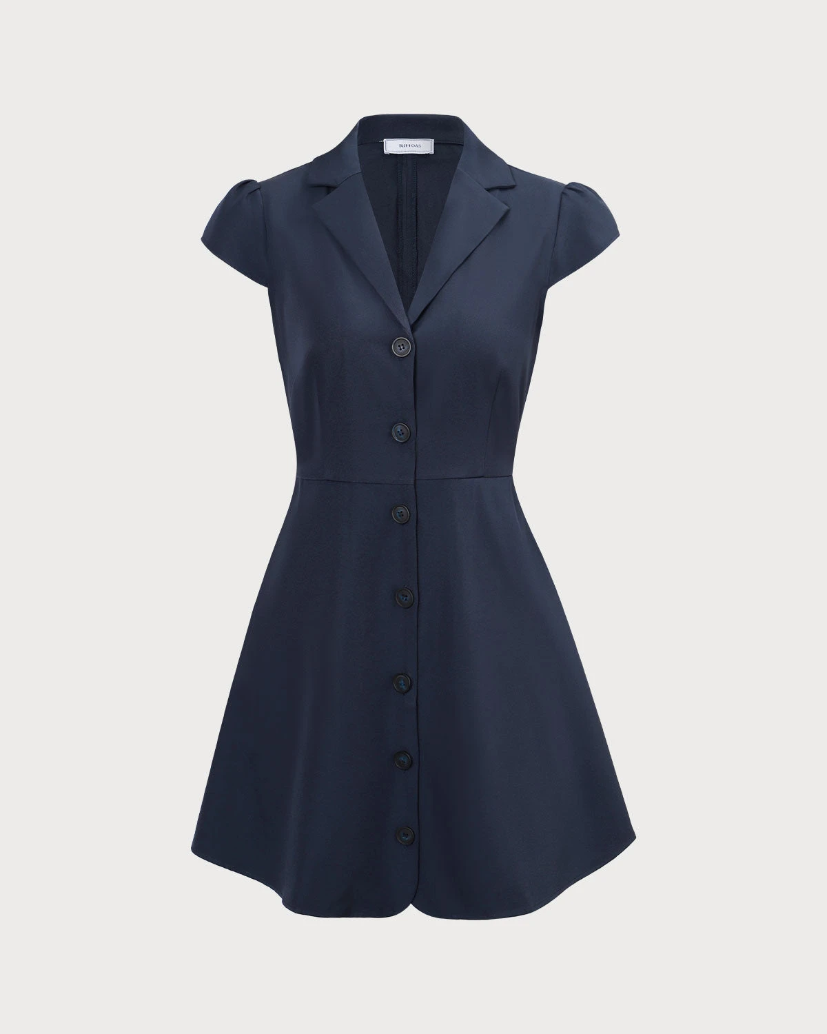 The Navy Lapel Cap Sleeve Button-up Mini Dress 6 The Navy Lapel Cap Sleeve Button-up Mini Dress - Image 6