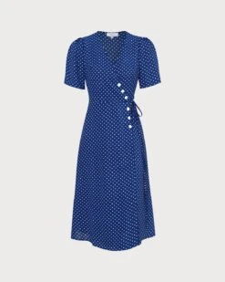 The Blue V Neck Polka Dot Wrap Midi Dress 14 The Blue V Neck Polka Dot Wrap Midi Dress -CINN Clothing Shop 0 41a3dff3 4cbc 4ed5 87ae ed21f24cb444 996573