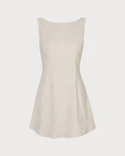 The Beige Boat Neck Textured Mini Dress -CINN Clothing Shop 0 49a032ce 46fc 478d 9eb6 6244bbb0ea6d