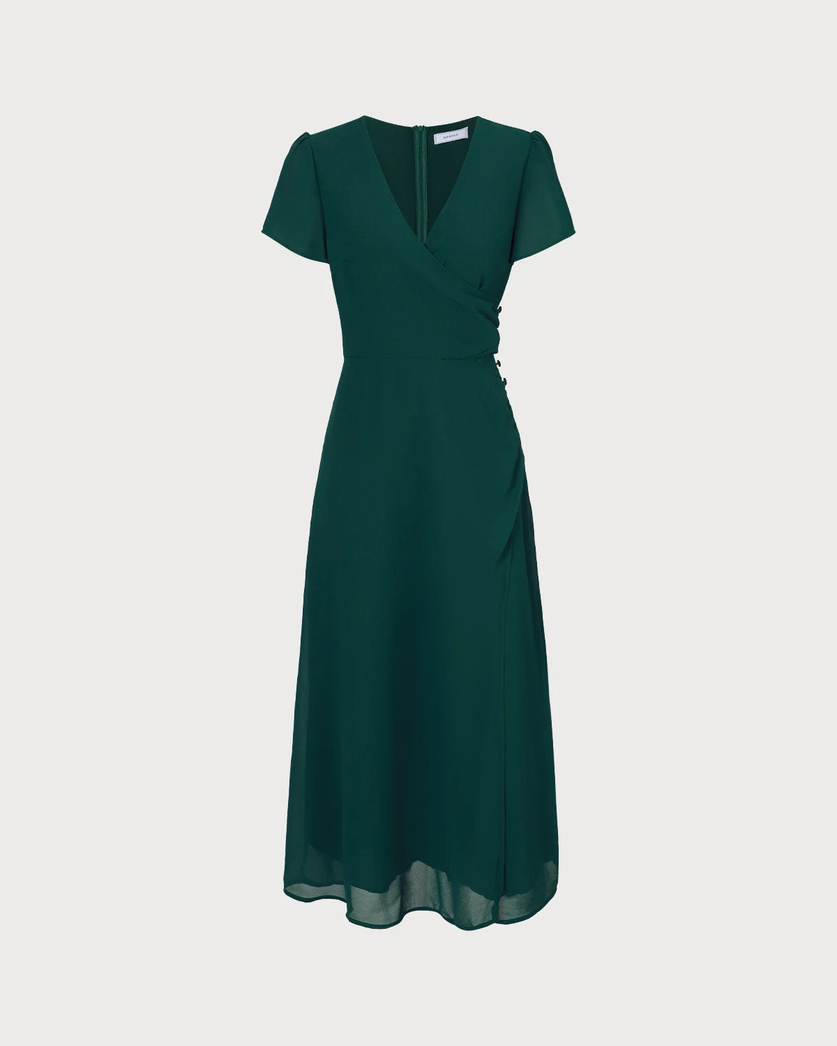 The Green V Neck Button Wrap Maxi Dress 6 The Green V Neck Button Wrap Maxi Dress - Image 6