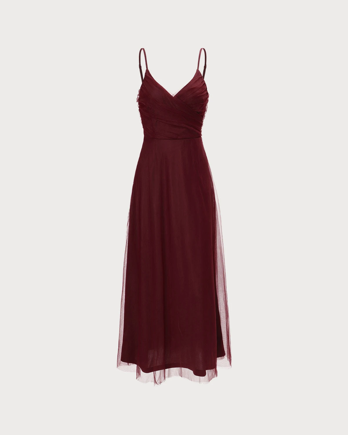 The Wine Red V Neck Mesh Wrap Maxi Dress 7 The Wine Red V Neck Mesh Wrap Maxi Dress - Image 7