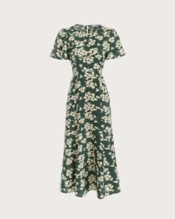 The Green Round Neck Short Sleeve Floral Midi Dress -CINN Clothing Shop 0 56e29a58 525e 412d bdc4 1339dbdcecfc 693661