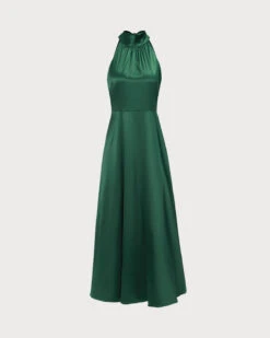 The Green Ruched Satin Maxi Dress 10 The Green Ruched Satin Maxi Dress -CINN Clothing Shop 0 60f394ff bcec 4725 90a3 ff2c45fd7f25