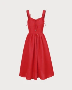 The Red Sweetheart Neck Criss Cross Ruched Midi Dress -CINN Clothing Shop 0 6b31c7a9 f1ed 49dd b0c4 d1055a07f679