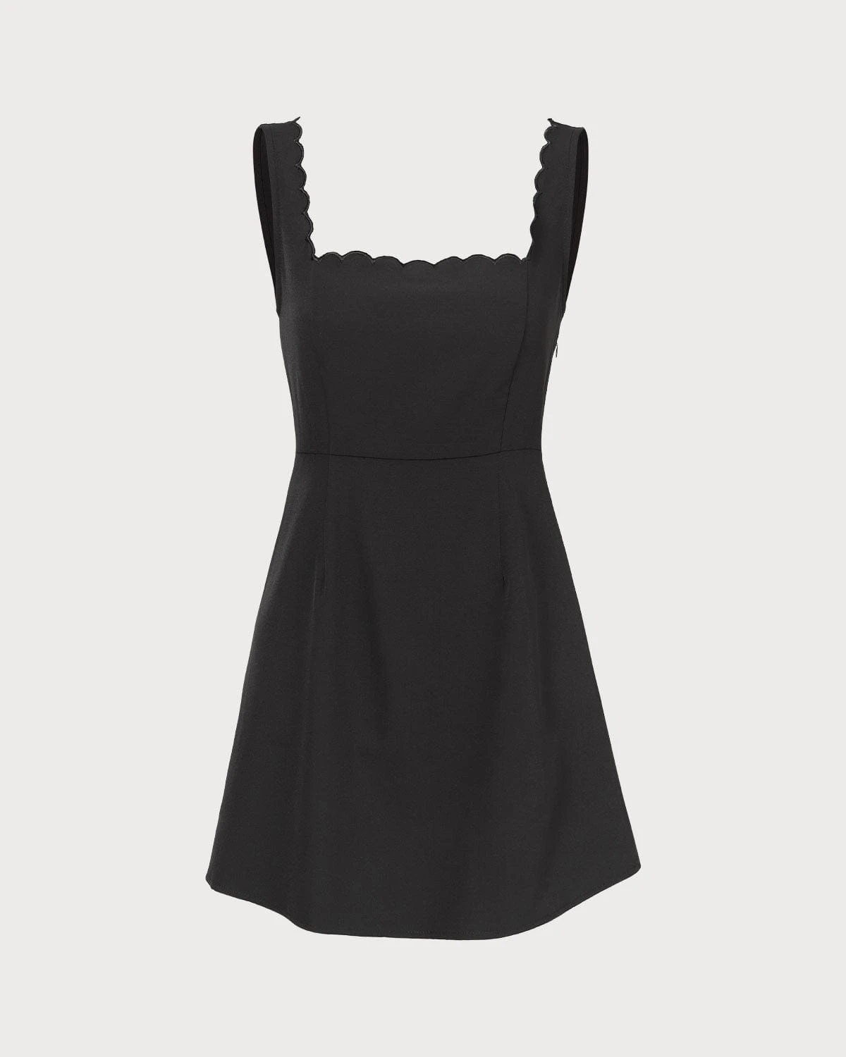 The Black Square Neck Scalloped Mini Dress 6 The Black Square Neck Scalloped Mini Dress - Image 6
