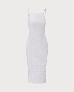 The White Floral Textured Pearl Slip Midi Dress -CINN Clothing Shop 0 916dd67e 28b0 449a bd98 a8bb1499143c