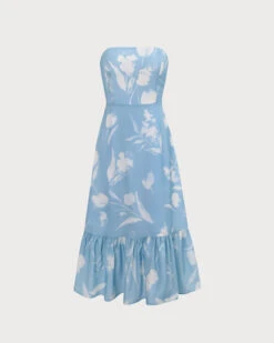 The Blue Ruffle Trim Strapless Floral Midi Dress 12 The Blue Ruffle Trim Strapless Floral Midi Dress -CINN Clothing Shop 0 aab865d8 a4b1 4f72 99e3 65b0632a48d9