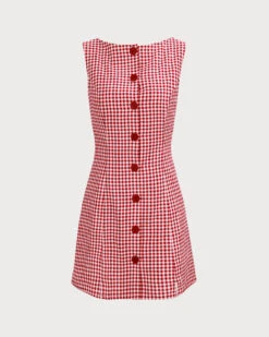 The Red Boat Neck Plaid Mini Dress -CINN Clothing Shop 0 ac621b75 865f 42f9 8917 5b6c3bca0737