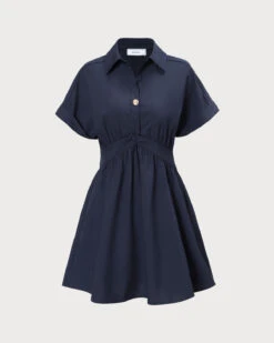 The Navy Ruched Twist Front Shirt Mini Dress 10 The Navy Ruched Twist Front Shirt Mini Dress -CINN Clothing Shop 0 fbb1a4a1 3ddc 455f 8aab 9430d83529e9