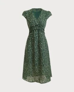 The V Neck Frill Trim Midi Dress 8 The V Neck Frill Trim Midi Dress -CINN Clothing Shop 16594120586103