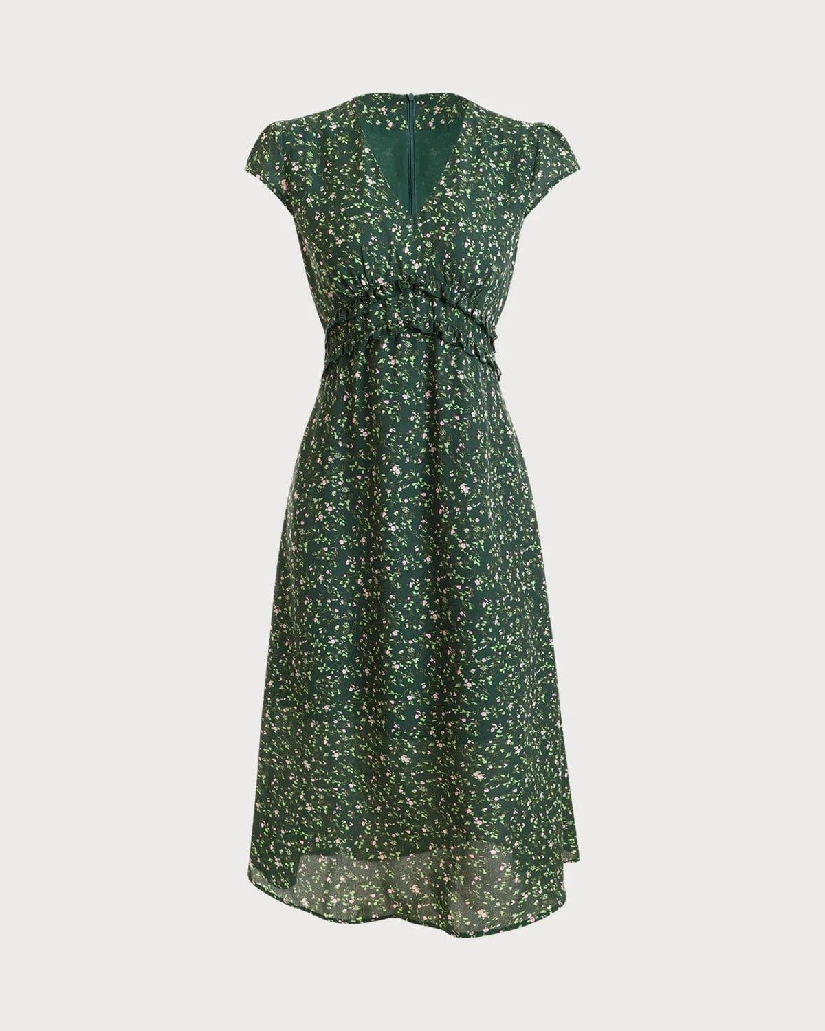 The V Neck Frill Trim Midi Dress 4 The V Neck Frill Trim Midi Dress - Image 4