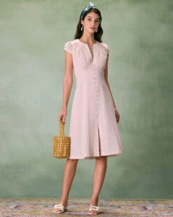 The Beige Cap Sleeve Split Hem Midi Dress 12 The Beige Cap Sleeve Split Hem Midi Dress -CINN Clothing Shop 1 cf66b359 8ecc 4960 9cd9 3c4fb07477e7
