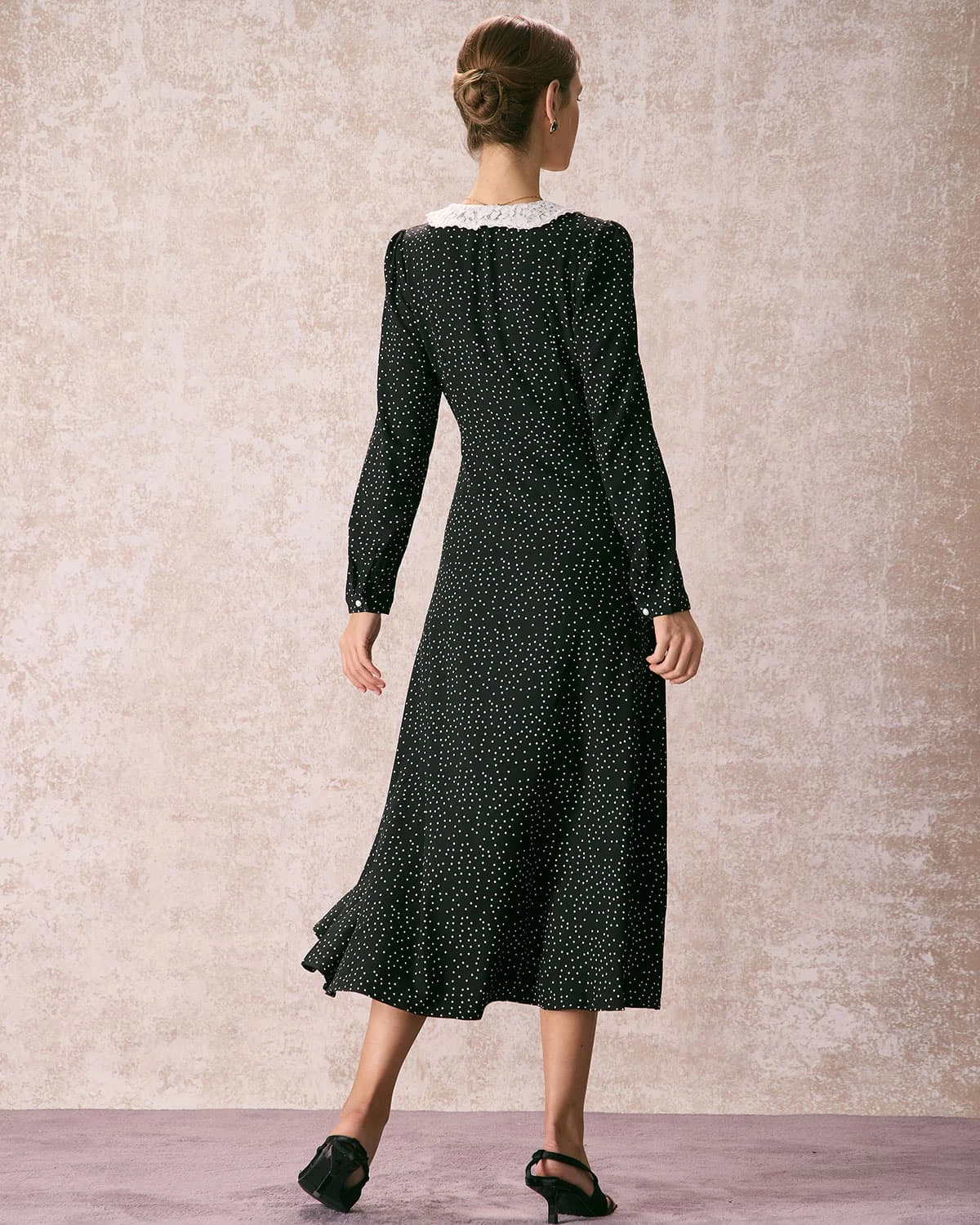 The Black Lace Collar Polka Dot Maxi Dress 6 The Black Lace Collar Polka Dot Maxi Dress - Image 6