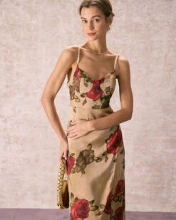 The Khaki Pearl Strap Side Slit Midi Dress 10 The Khaki Pearl Strap Side Slit Midi Dress -CINN Clothing Shop 240109 RIHOAS.3311