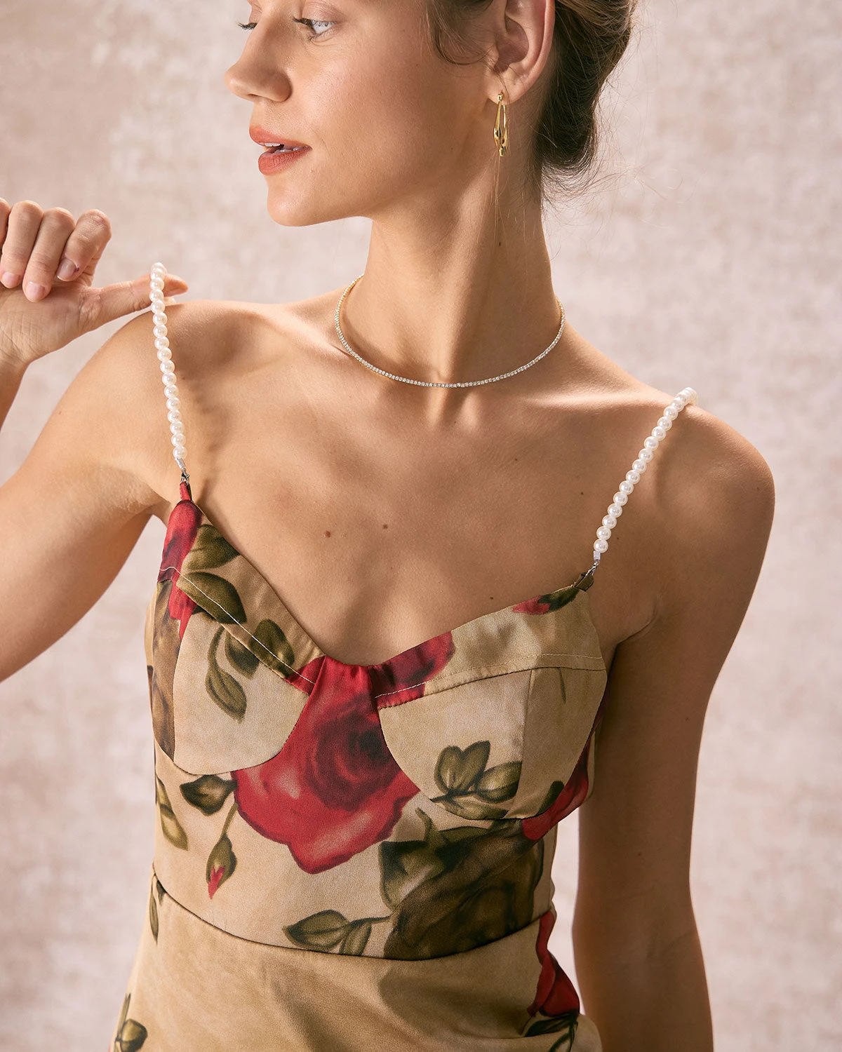 The Khaki Pearl Strap Side Slit Midi Dress 2 The Khaki Pearl Strap Side Slit Midi Dress - Image 2