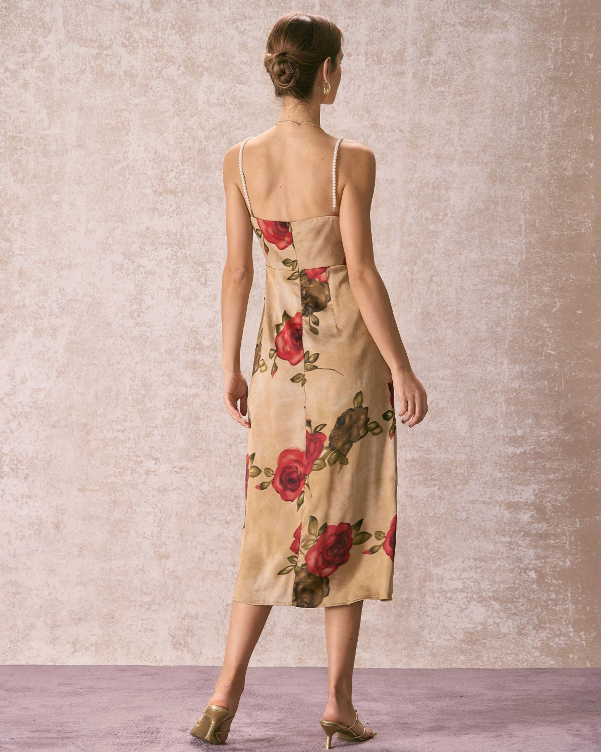 The Khaki Pearl Strap Side Slit Midi Dress 6 The Khaki Pearl Strap Side Slit Midi Dress - Image 6