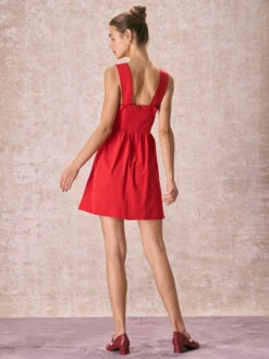 The Red Square Neck Lace Trim Mini Dress -CINN Clothing Shop 240126 RIHOAS 3365