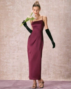 The Red Back Slit Satin Sling Maxi Dress 12 The Red Back Slit Satin Sling Maxi Dress -CINN Clothing Shop 240126 RIHOAS 3480