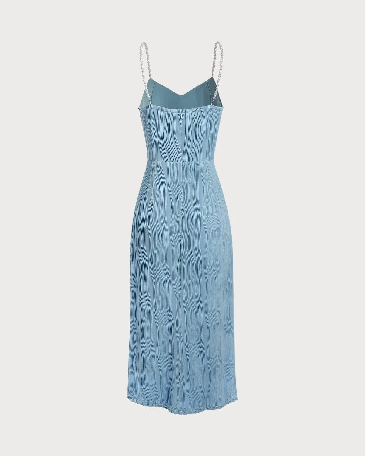 The Blue Wave Textured Pearl Strap Midi Dress 7 The Blue Wave Textured Pearl Strap Midi Dress - Image 7