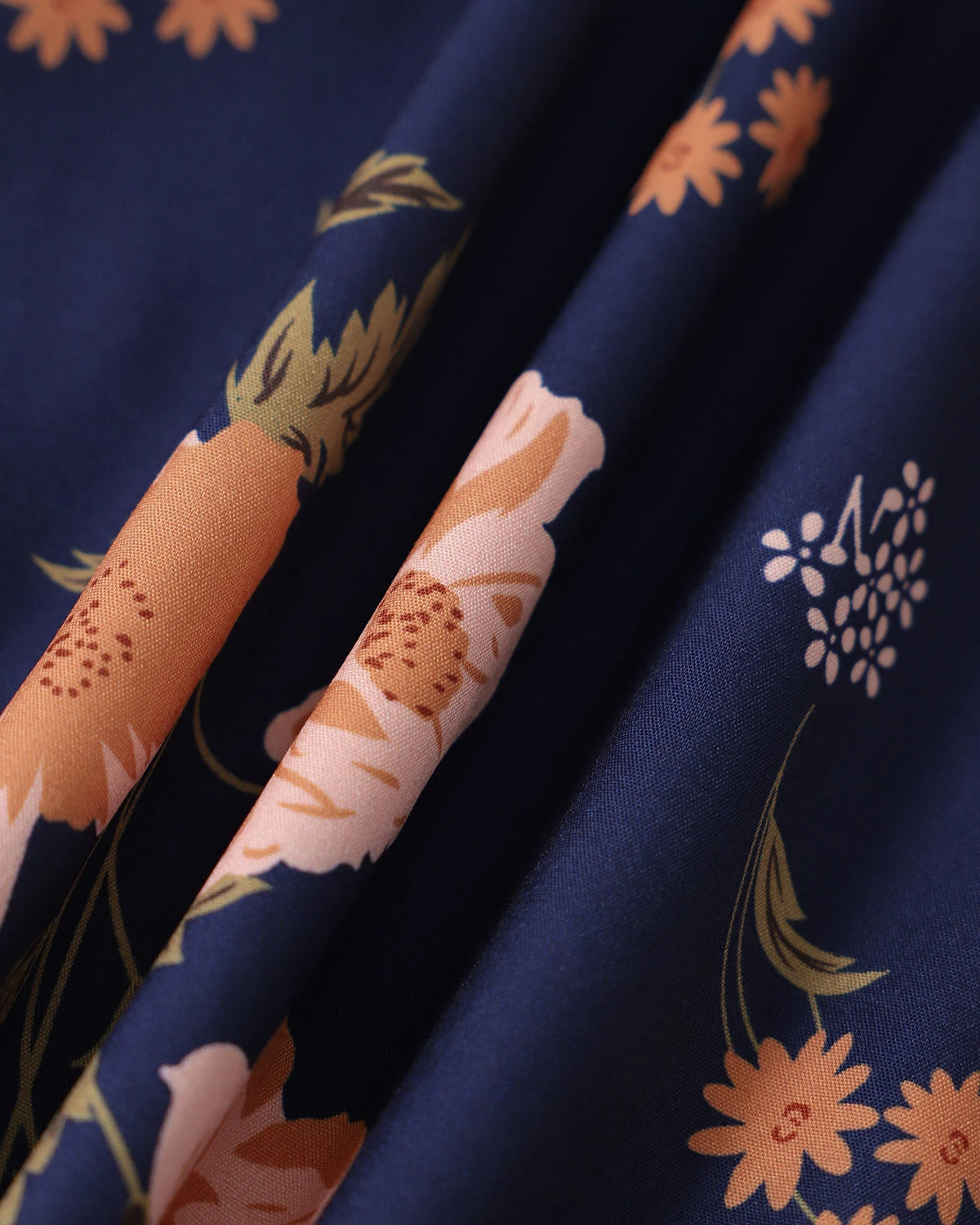 The Navy Lace Up Floral Ruched Midi Dress 7 The Navy Lace Up Floral Ruched Midi Dress - Image 7