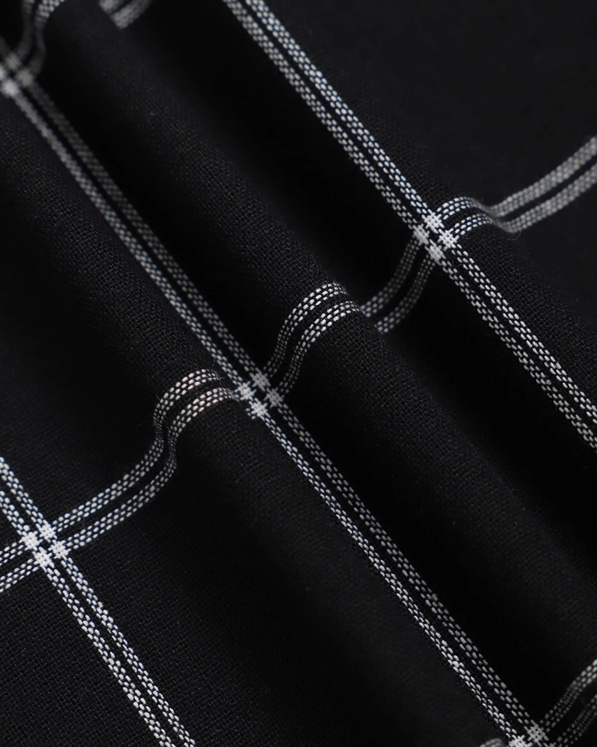 The Black Boat Neck Cotton Linen Plaid Mini Dress 6 The Black Boat Neck Cotton Linen Plaid Mini Dress - Image 6