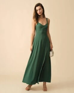 The Solid Color Side Slit Maxi Dress 9 The Solid Color Side Slit Maxi Dress -CINN Clothing Shop RIHOAS0851 108532