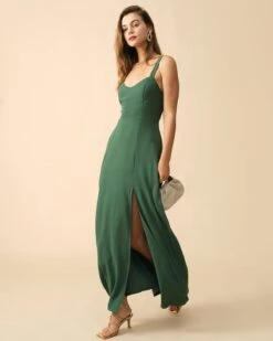 The Solid Color Side Slit Maxi Dress 10 The Solid Color Side Slit Maxi Dress -CINN Clothing Shop RIHOAS0874 474360