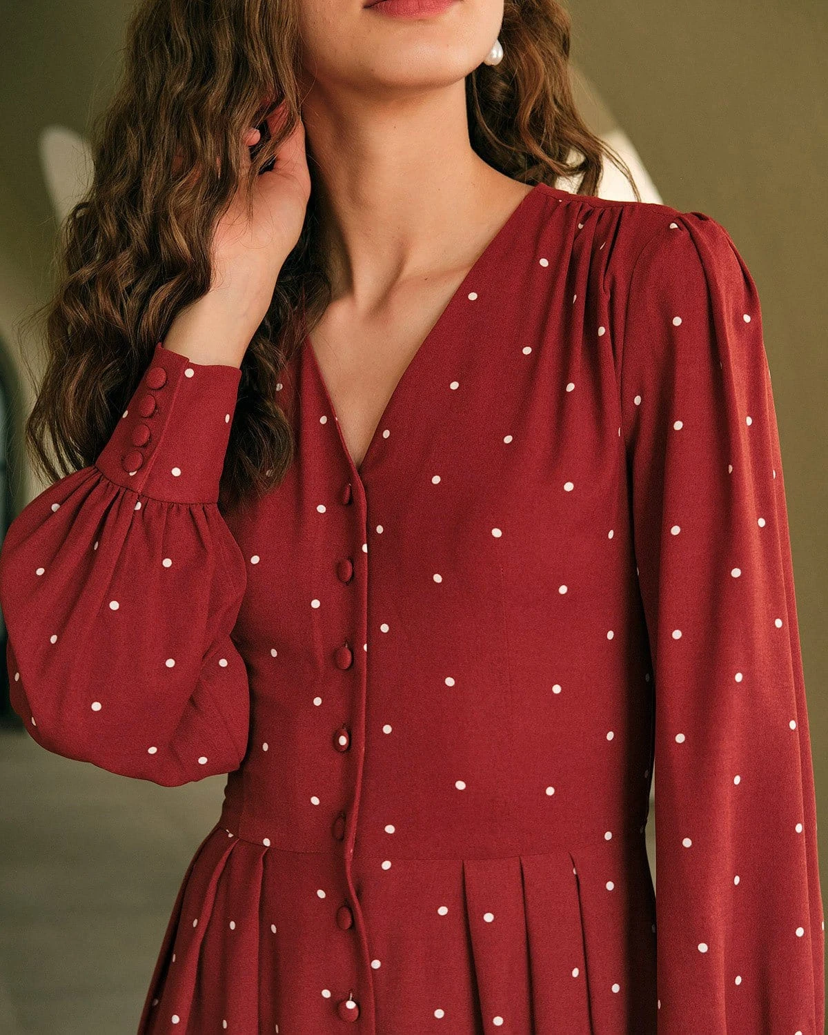 The Polka Dot Pleated Midi Dress 2 The Polka Dot Pleated Midi Dress - Image 2