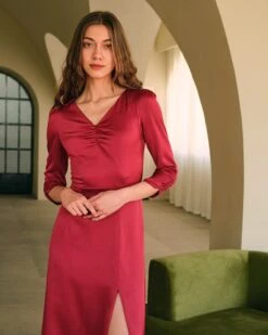 The Solid V Neck Slit Maxi Dress 10 The Solid V Neck Slit Maxi Dress -CINN Clothing Shop RIHOAS3427