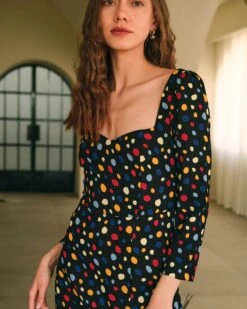 The Sweetheart Neck Polka Dot Maxi Dress -CINN Clothing Shop RIHOAS3477
