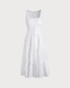 The Square Neck Tiered Hem Midi Dress 11 The Square Neck Tiered Hem Midi Dress -CINN Clothing Shop RW23784