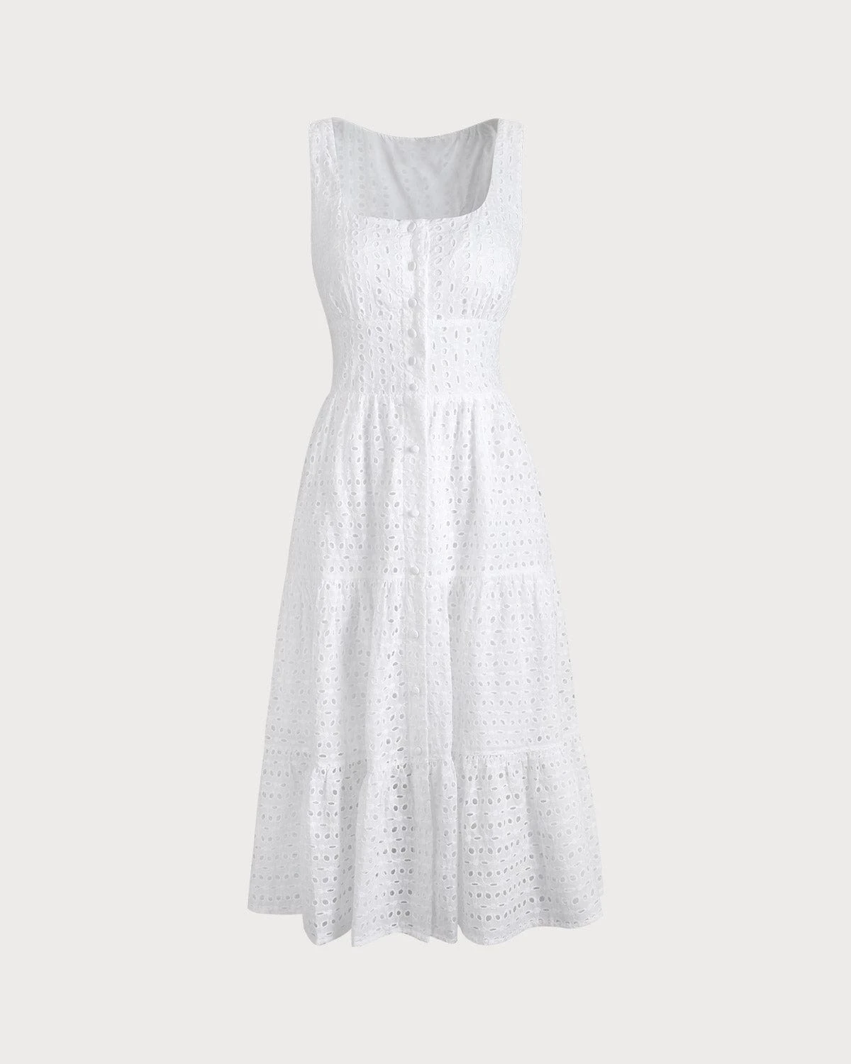 The Square Neck Tiered Hem Midi Dress 6 The Square Neck Tiered Hem Midi Dress - Image 6