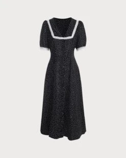 The Polka Dot Lace Trim Midi Dress 11 The Polka Dot Lace Trim Midi Dress -CINN Clothing Shop RW97548